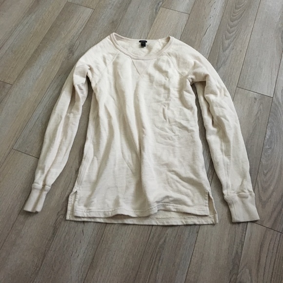 J Crew tan cream sweater sweatshirt- worn one time long xs - Picture 1 of 3